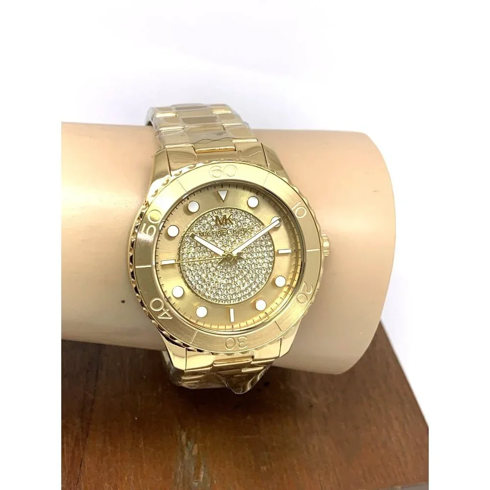 Michael Kors Women's Watch MK6911 Runway Quartz Crystals Gold Tone Steel 40mm